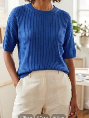 Laura Ribbed Short-Sleeve Sweater